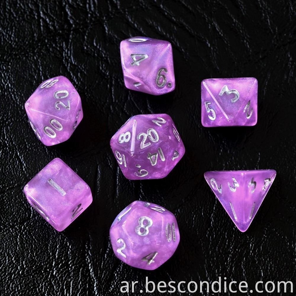 10mm Mini Dnd Dice Set Purple Moonstone 4